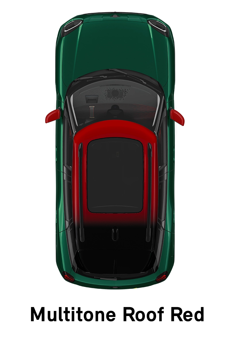  MINI – oprema – raven opreme JCW – večbarvna streha rdečega odtenka