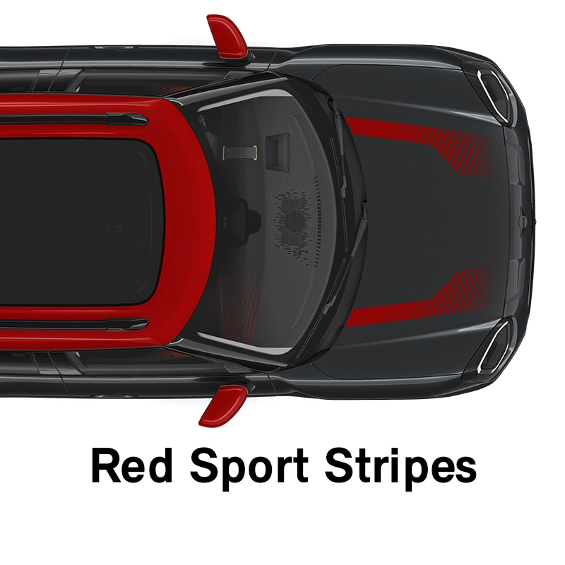 MINI – oprema – raven opreme JCW – rdeče športne črte