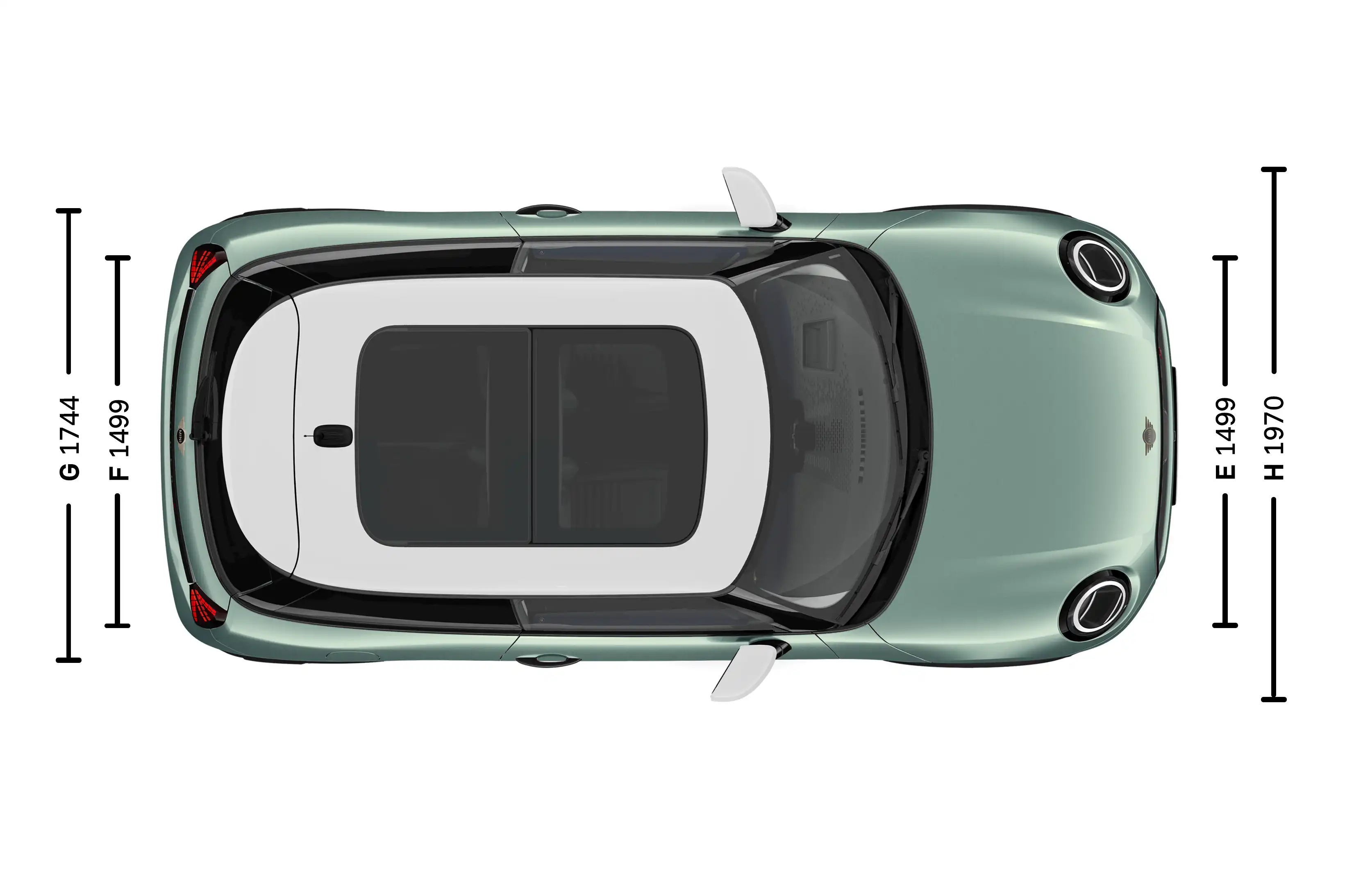 MINI Cooper 3-vratni – dimenzije – pogled od zgoraj