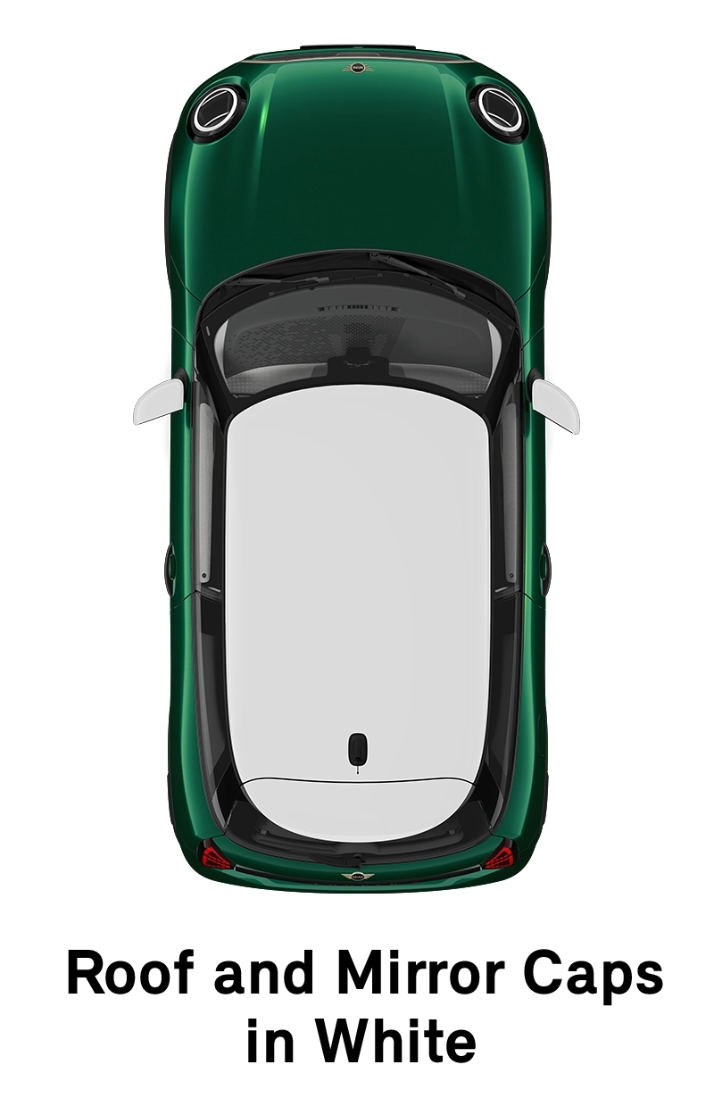  MINI – oprema – raven opreme Favoured – streha in pokrovi ogledal v beli barvi
