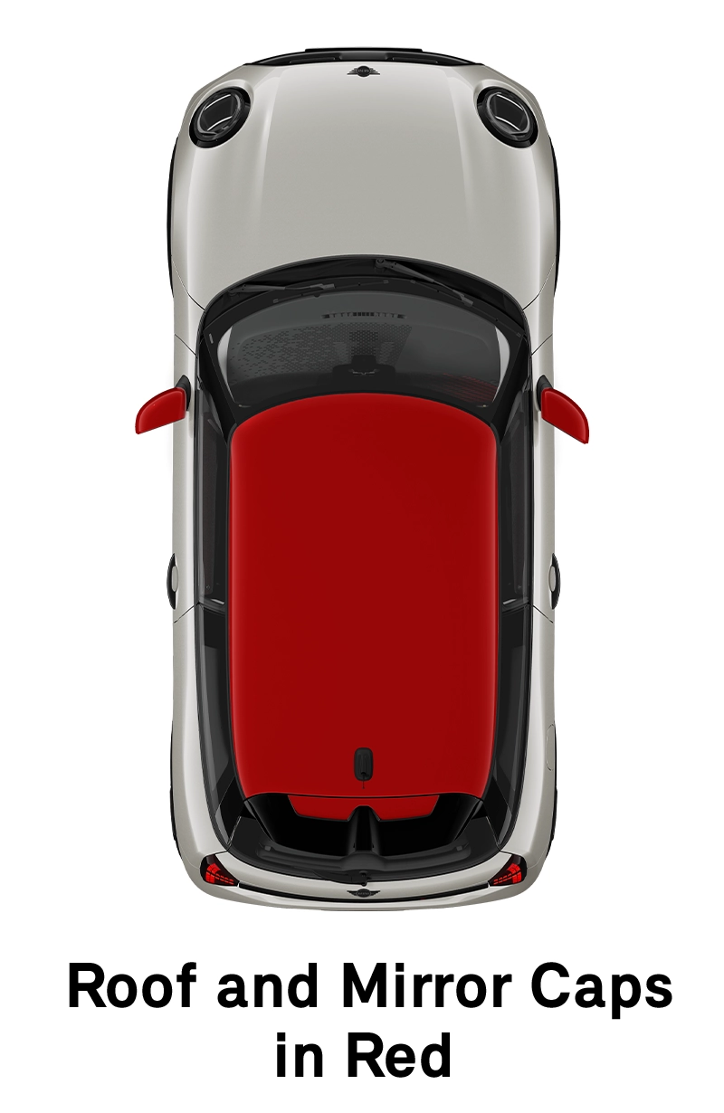  MINI – oprema – raven opreme JCW – streha v rdeči barvi