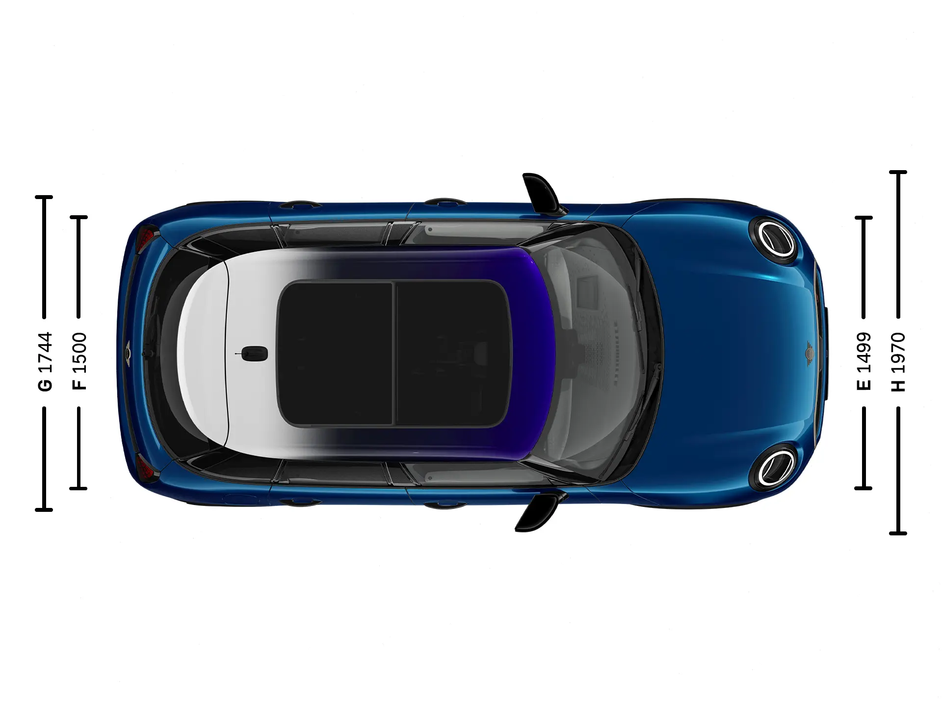 MINI Cooper 5-vratni – dimenzije – pogled od zgoraj