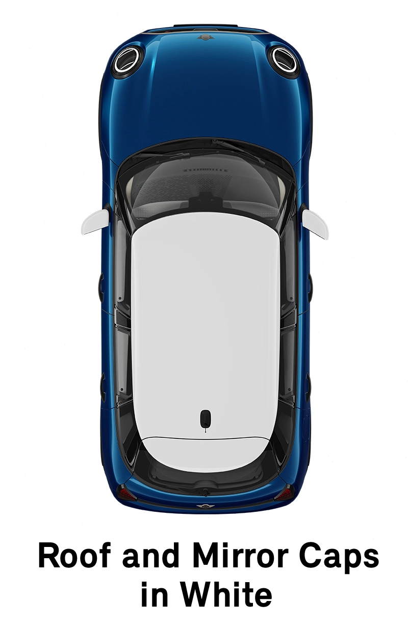  MINI – oprema – raven opreme Favoured – streha in pokrovi ogledal v beli barvi