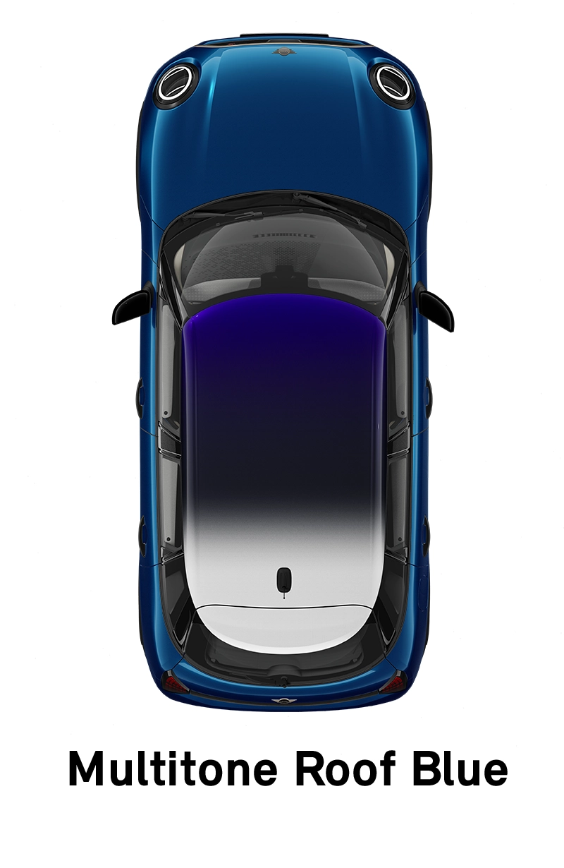  MINI – oprema – raven opreme Favoured – večbarvna streha modrega odtenka