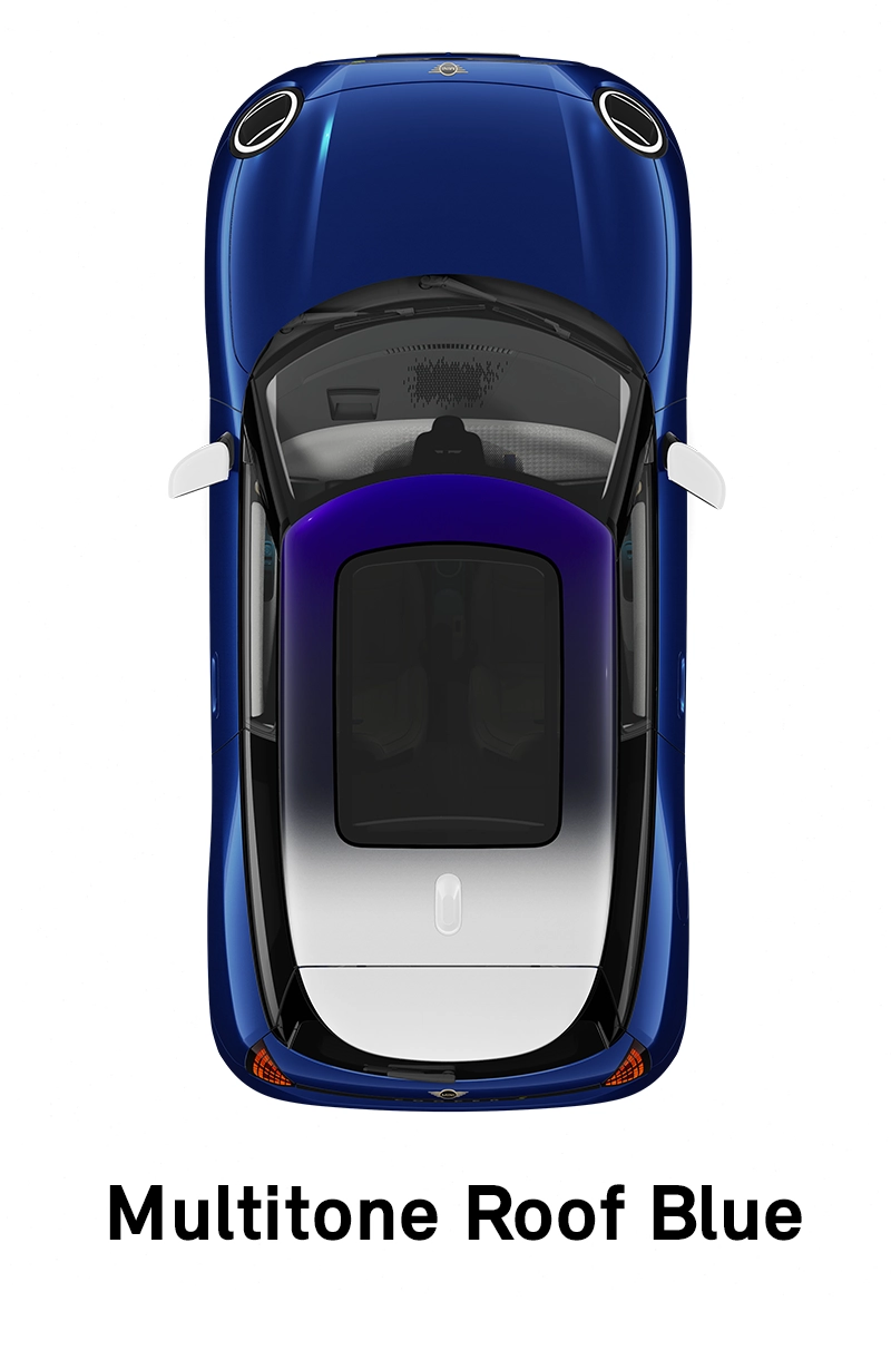  MINI – oprema – raven opreme Favoured – večbarvna streha modrega odtenka