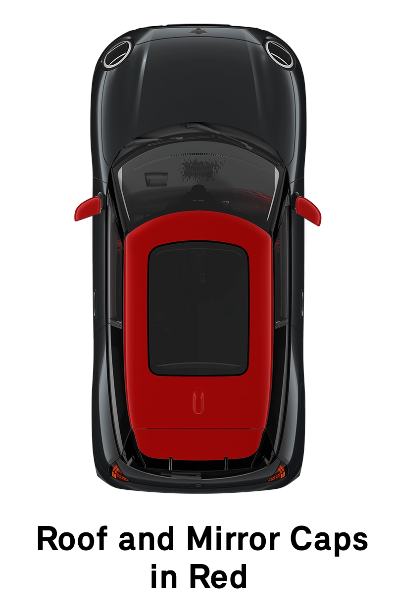  MINI – oprema – raven opreme JCW – streha in pokrovi ogledal v rdeči barvi