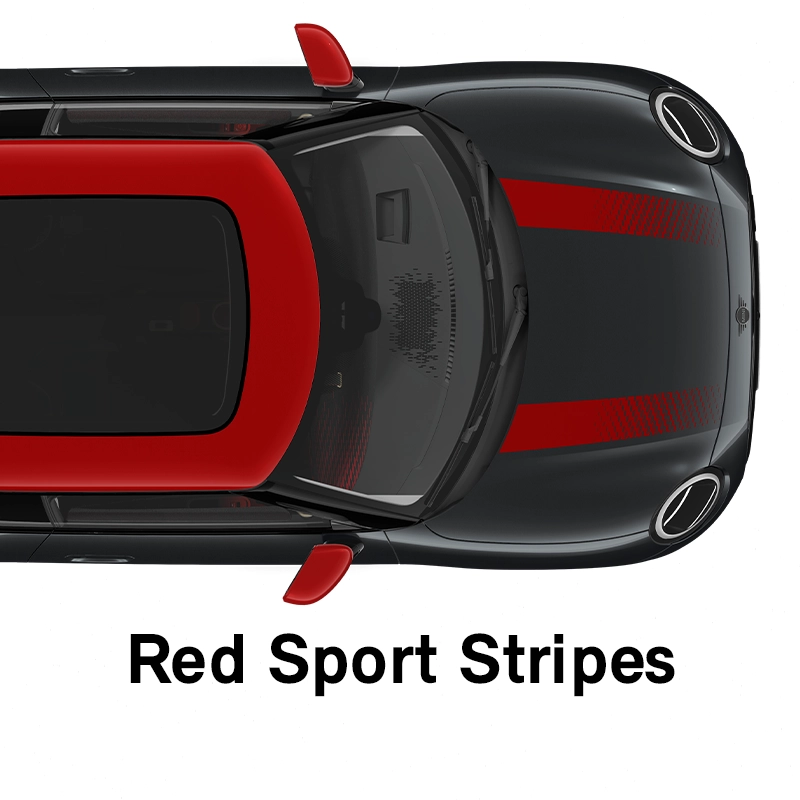  MINI – oprema – raven opreme JCW – rdeče športne črte