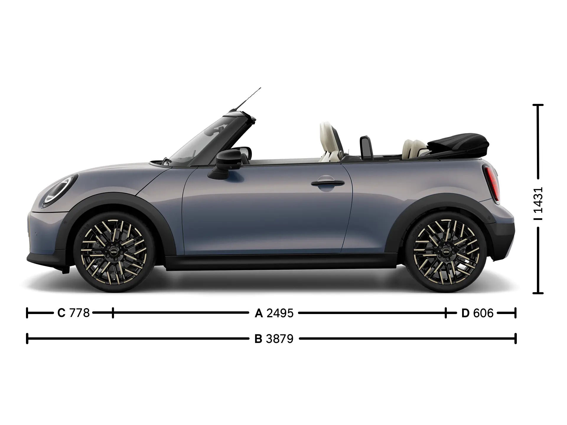 MINI Cooper Cabrio – dimenzije – pogled s strani