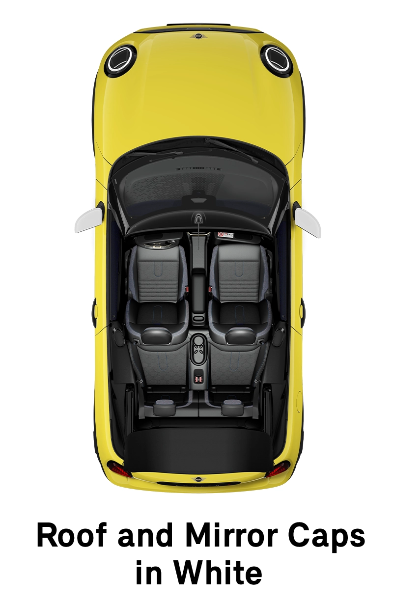 MINI – oprema – raven opreme Classic – streha in pokrovi ogledal v beli barvi