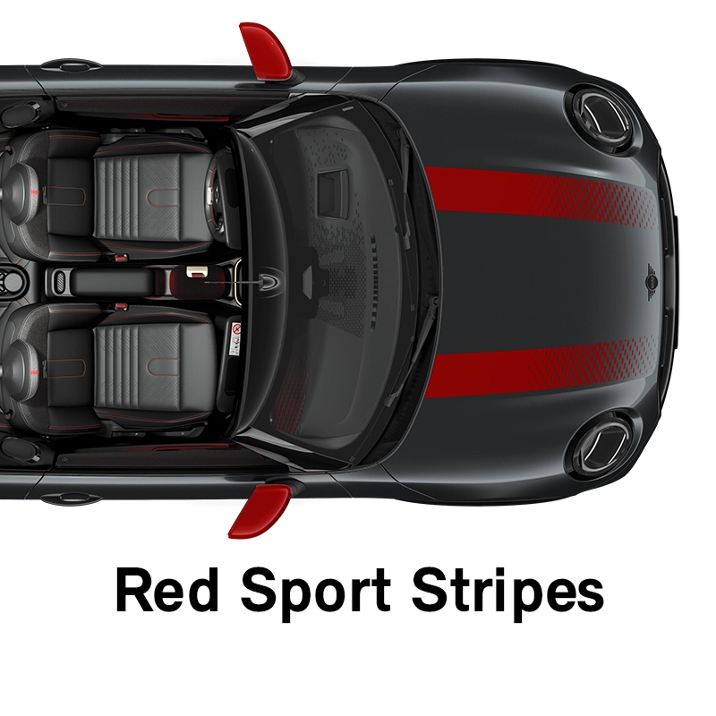  MINI – oprema – raven opreme JCW – rdeče športne črte