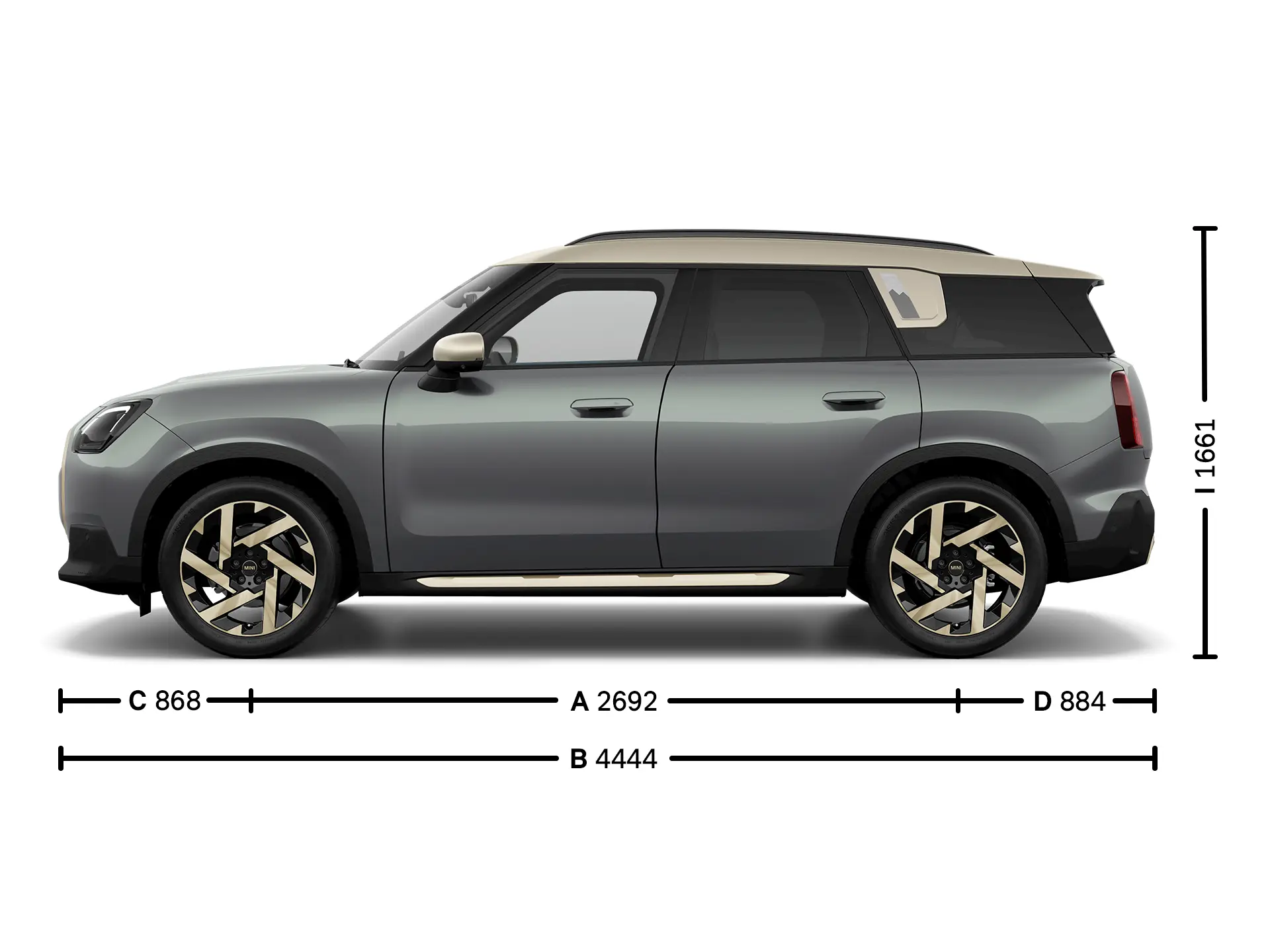MINI Countryman – dimenzije – pogled s strani