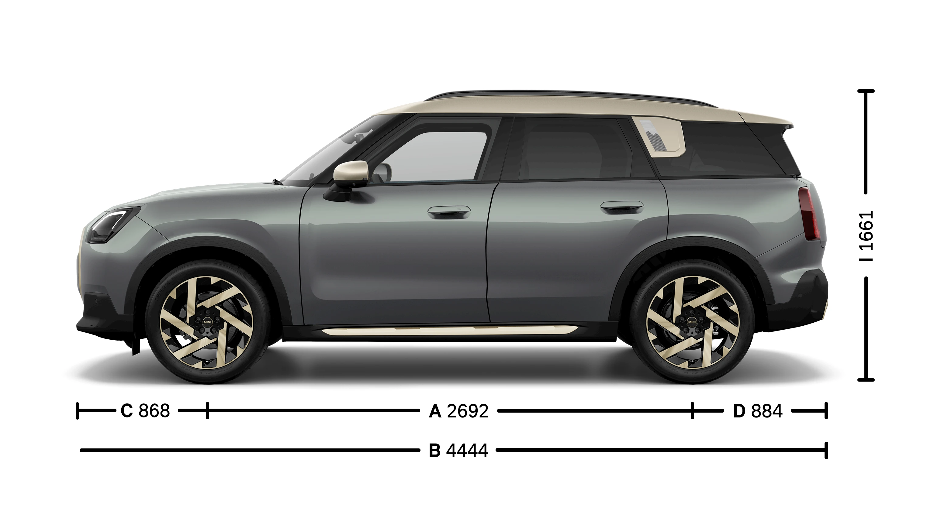 MINI Countryman – dimenzije – pogled s strani