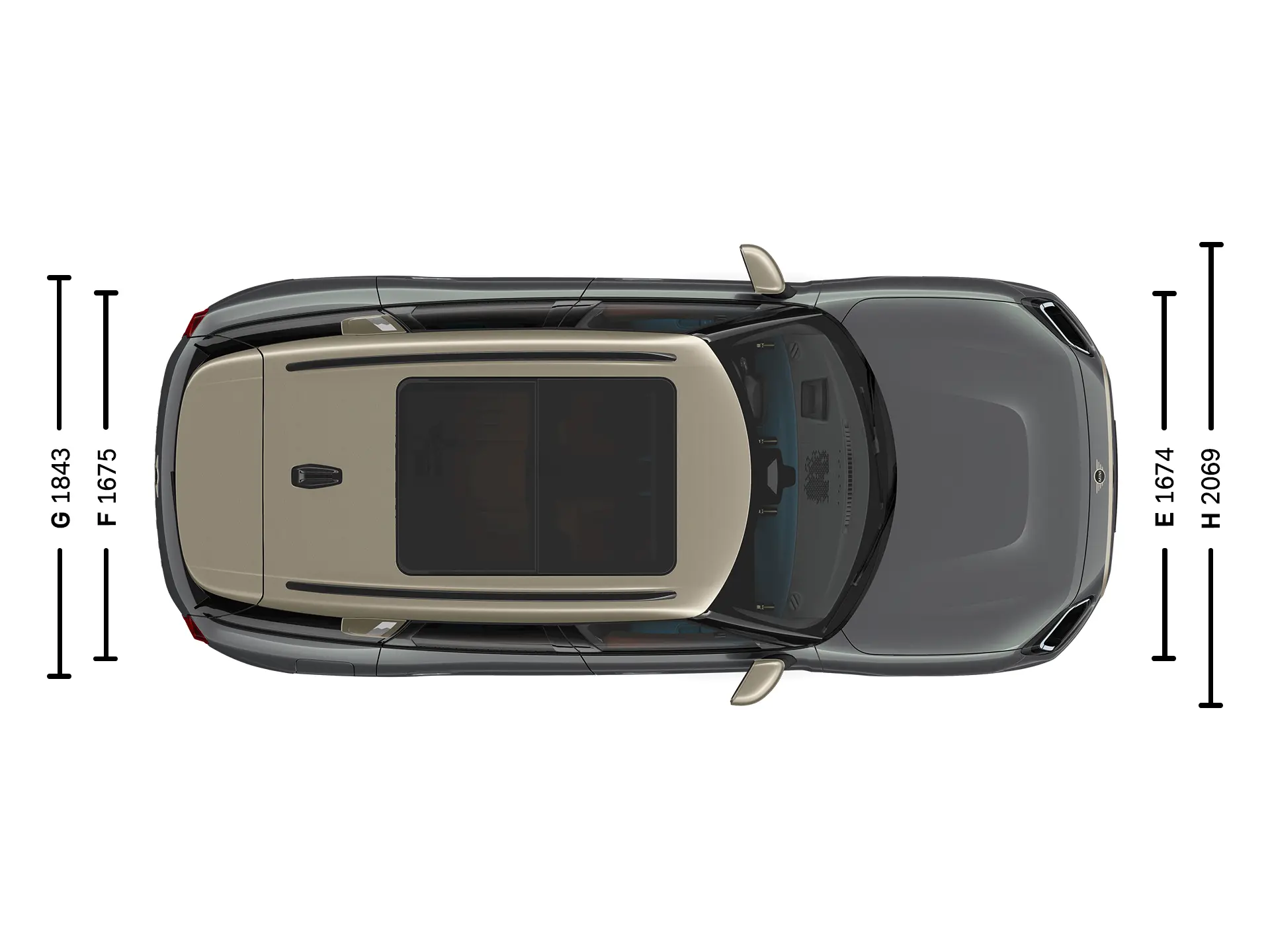 MINI Countryman – dimenzije – pogled od zgoraj