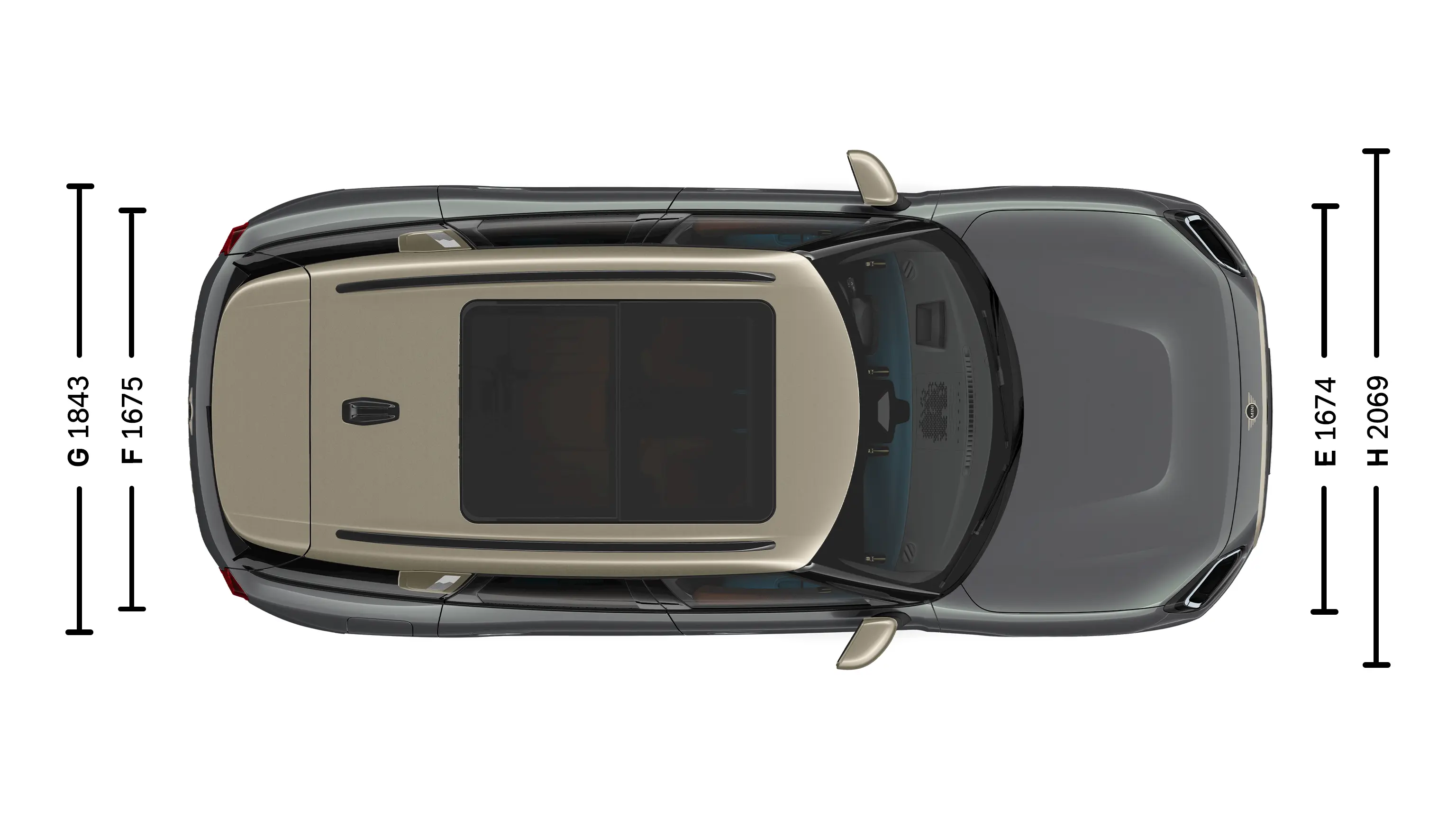 MINI Countryman – dimenzije – pogled od zgoraj