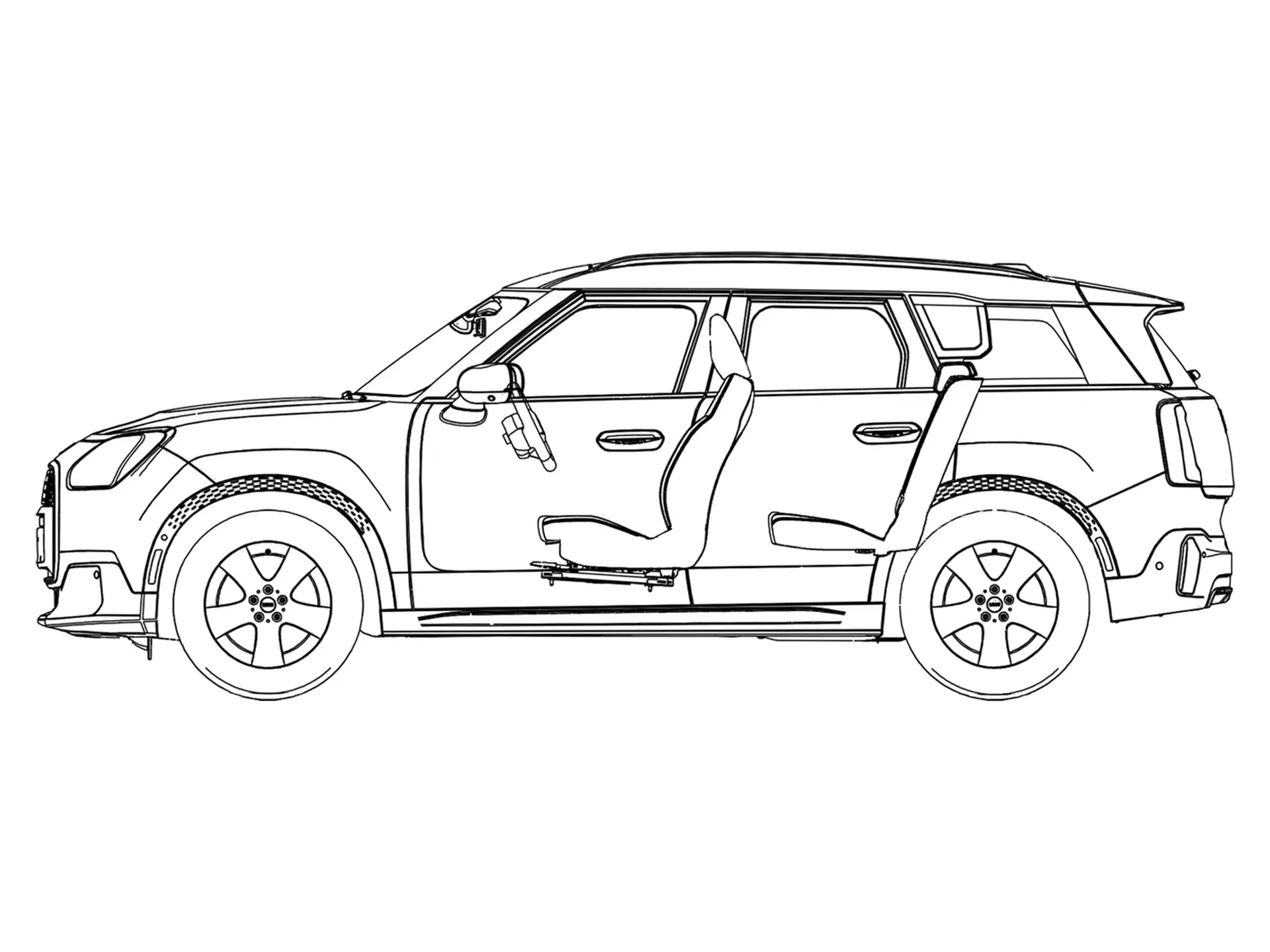 MINI Countryman – stranski pogled – skica