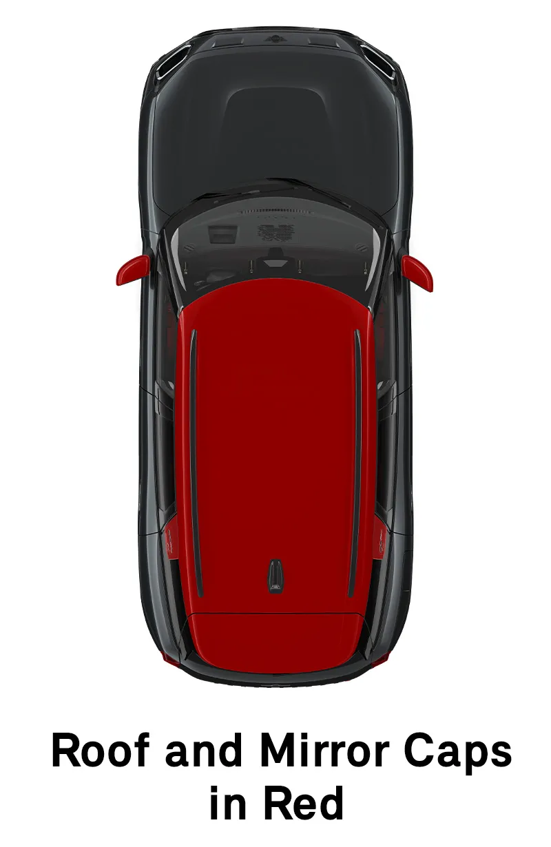  MINI – oprema – raven opreme JCW – streha in pokrovi ogledal v rdeči barvi