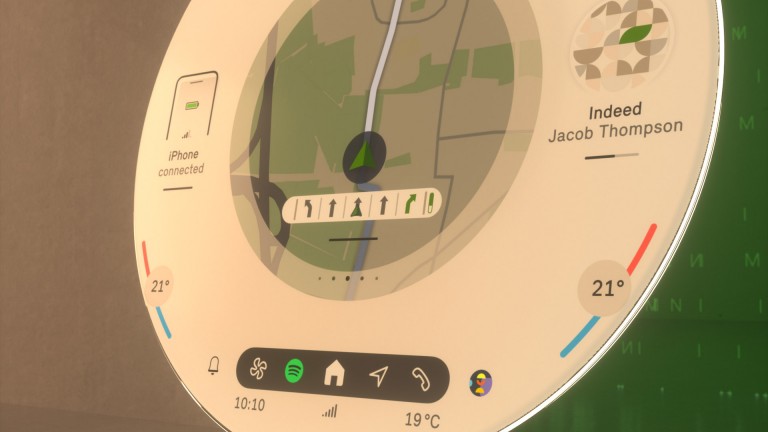 Okrogli prikazovalnik MINI – podrobnosti navigacije in upravljalnih elementov