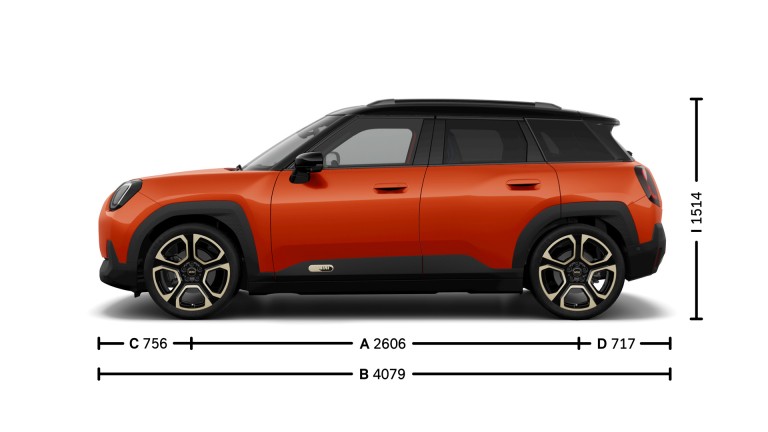 Popolnoma električni MINI Aceman – dimenzije – uvodna slika – stranski pogled