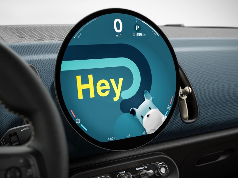 Popolnoma električni MINI Countryman – notranjost – oled-zaslon