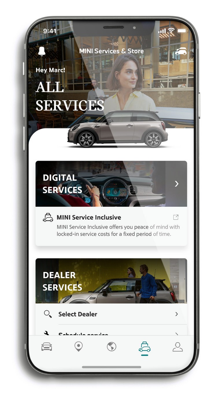 MINI Connected – aplikacija MINI – nadzor nad storitvami