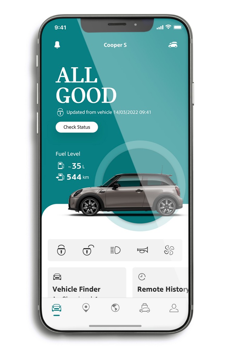 MINI Connected – aplikacija MINI – zavihek za vozilo